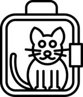 A black and white illustration of a cat in a suitcase vector