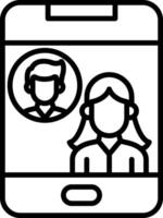 A smartphone with a woman and man on the screen vector