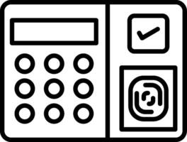 A black and white image of a calculator and a check vector