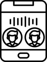 A phone with two people on it, one on the left and one on the right vector