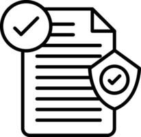 A document with a check mark and a shield vector