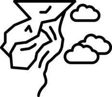 A black and white drawing of a mountain with clouds vector