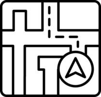 A black and white outline of a map with a compass vector