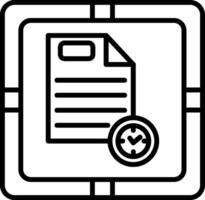 A black and white icon of a document and clock vector