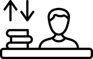 A man is sitting at a desk with a stack of books vector