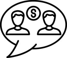 Two people are talking in a speech bubble with a dollar sign vector