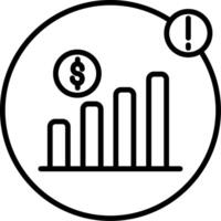 A black and white icon of a bar chart with a dollar sign vector