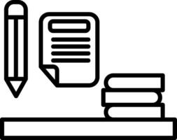 A black and white image of a stack of books and a pencil vector