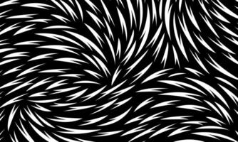 Abstract white fur texture pattern on black background. monochrome vintage art. vector
