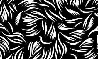 Abstract black and white groovy doodle floral hand drawn minimal style. monochrome line art. vector