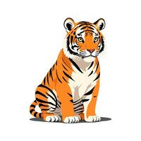 Furry tiger cub in sitting pose vector