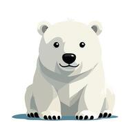 Cute cartoon polar bear cub sitting and smiling vector