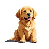 Golden retriever puppy sitting and smiling vector