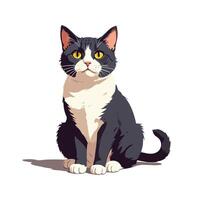 Charming tuxedo cat in a sitting pose vector