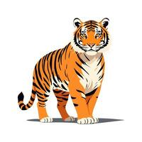 Majestic vibrant tiger in walking pose vector