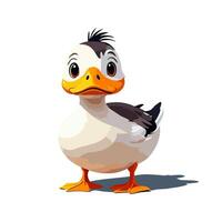 Adorable cartoon duckling with a yellow beak and white feathers vector