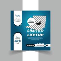 Electronics Gadget Post Template Design. Featuring Laptop and Headphones Social Media Post Design. Online Marketing, Promotion Post DesignElectronics Gadget Post Template Design. Featuring Laptop Post vector