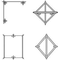 Set of Decorative Geometric and Floral Line Art Frames vector