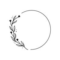 Floral circle frame, elegant wreath round border frame vector