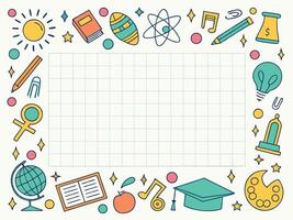 Back to School Doodle Frame with Educational Icons vector