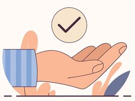 Hand Offering Checkmark Symbol of Approval and Support vector