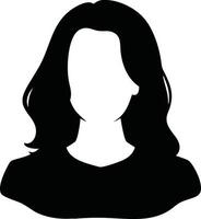 Silhouette of a woman with shoulder-length hair, styled in soft waves, wearing a simple top, perfect for profile icons or anonymous representations in design projects illustration vector