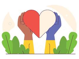 United Hands Holding a Shared Heart Symbol of Unity and Compassion vector