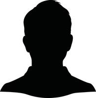 Silhouette of a male head and shoulders, perfect for profile pictures, avatars, and anonymous user icons in digital designs illustration vector