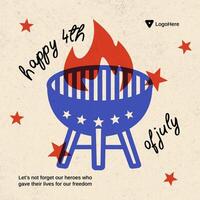 Happy 4th Of July for Instagram Post Template