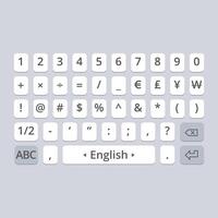 Virtual numeric and symbol keyboard layout on mobile interface vector