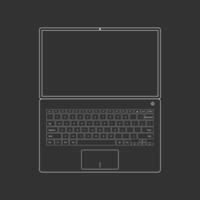 Top view line art laptop with keyboard and screen vector