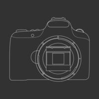 Line art DSLR camera with open sensor illustration vector