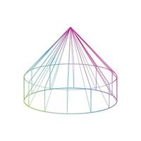 Gradient wireframe 3D cone model with cylindrical base vector