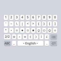 Mobile keyboard layout with advanced symbols and special characters vector