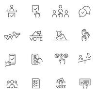 Minimalist voting and election icon set with line design style vector