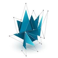 Abstract 3D geometric shape with polygon lines and connection dots vector