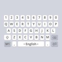Mobile QWERTY keyboard layout with uppercase letters and number row vector
