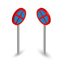 3D no stopping traffic signs with red X and blue circular background vector