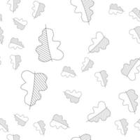 Seamless outline oak leaf pattern with hand-drawn texture vector