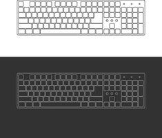 Outline drawing of laptop keyboard top view vector