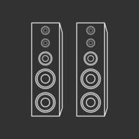 Line art stereo speakers with multiple drivers on dark background vector