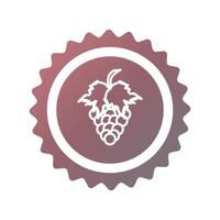Grapes icon inside a vintage circular badge with gradient fill vector