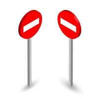 3D no entry traffic signs with red circle and white horizontal bar vector