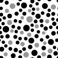 Seamless polka dot pattern with black and grey circles on white background vector