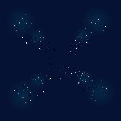 Star cluster shape on dark night background, glowing cosmic design