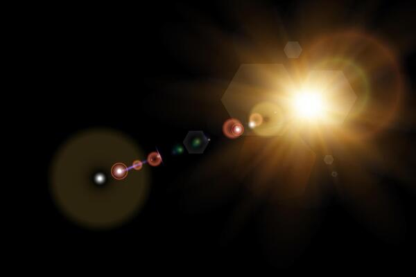 An illustration of a star with a bright light