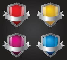 Shield Shape with ribbon and silver Gradient. Sheild security and guarantee safe and elegeant symbol design element and shapes vector
