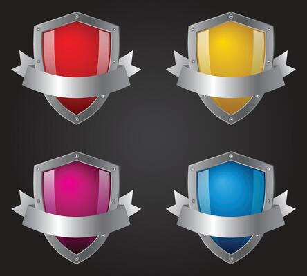 Shield Shape with ribbon and silver Gradient. Sheild security and guarantee safe and elegeant symbol design element and shapes
