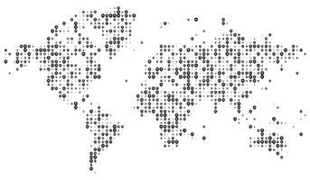 Location shape dotted world map design. Explore geography location shape world map crafted with detailed points and minimalist style. The dotted world map outlines global continents vector