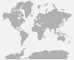 Creative dotted squire world map. Dotted world map presents a wide horizontal global layout with isolated continents. Dotted world map supports visual storytelling, design, and learning. vector
